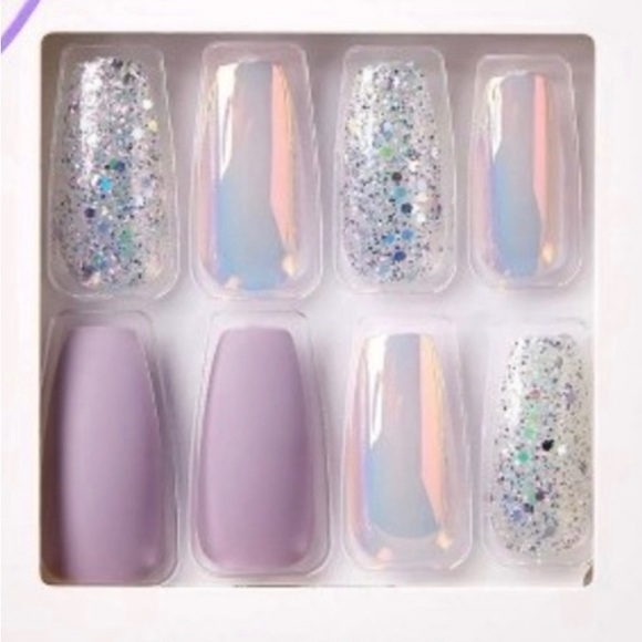 Kiss Gel Fantasy Long Length Iridescent Glue-On Nails Rainbow Rings x 4 - Picture 3 of 3
